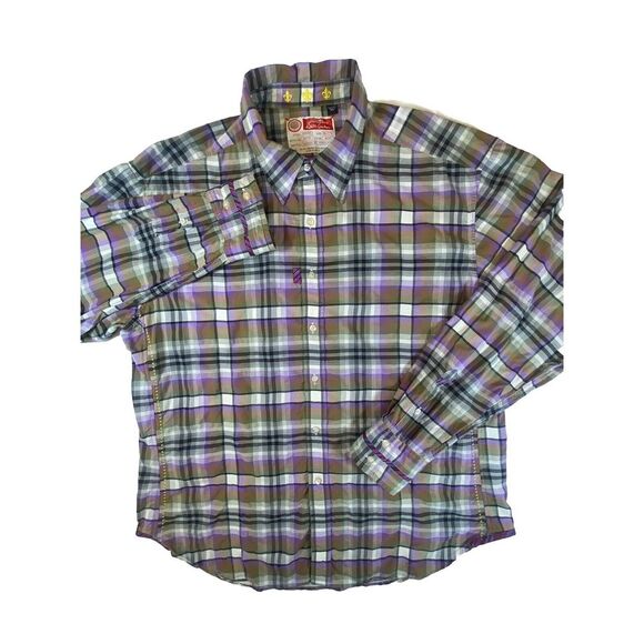 Robert Graham Other - Robert Graham Men's Shirt "The Freshly Laundered" Purple Plaid 2XL Embroidered